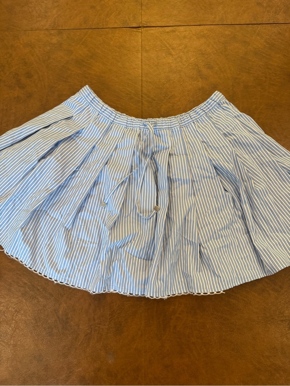 J.Crew Women's Blue & White Striped Drawstring Short Skirt Medium